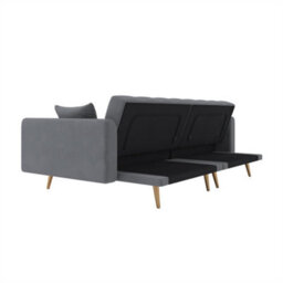 Abrihome Modern 2-Seater Velvet Sofa With 3-Speed Adjustable Backrest, Thick Cushions & Gold Metal Legs, Grey - thumbnail 8