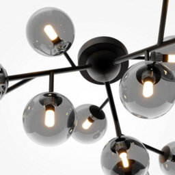 Luminosa Lighting Luminosa Maytoni Dallas Modern 12 Light Globe Ceiling Light Matt Black, Black Shade, G9 - thumbnail 5