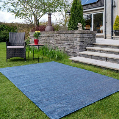 Loomed Navy Blue Soft Plastic Value Indoor Outdoor Weatherproof Washable Area Rug 117X170Cm - image 1