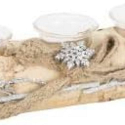 Biznest Antique Woodland Tea Light Holder 3 Candle Holders On Wood Base Perfact Gift
