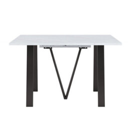 Furneo Lungo White Marble Effect, 4 To 14 Seat Rectangle Extending Dining Table, 130Cm-330Cm - thumbnail 5