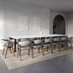 Furneo Lungo White Marble Effect, 4 To 14 Seat Rectangle Extending Dining Table, 130Cm-330Cm - thumbnail 6