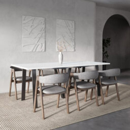 Furneo Lungo White Marble Effect, 4 To 14 Seat Rectangle Extending Dining Table, 130Cm-330Cm - thumbnail 7