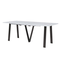 Furneo Lungo White Marble Effect, 4 To 14 Seat Rectangle Extending Dining Table, 130Cm-330Cm - thumbnail 3
