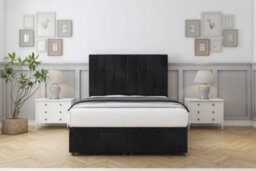 "Comfort Lorenzo Black Naples Ottoman Bed Base With 26"" Strutted Headboard 2'6 Small Single"