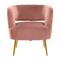 Orsina Pink Velvet Chair With Gold Finish Metal Legs, Backrest Dining Chair, Easy To Clean Armchair - thumbnail 9