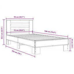 Berkfield Bed Frame Without Mattress Black 75X190 Cm Small Single - thumbnail 9