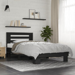 Berkfield Bed Frame Without Mattress Black 75X190 Cm Small Single - thumbnail 1