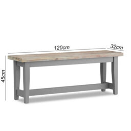 Statement Furniture Florence Bench, Wooden Dining Bench 120Cm  - Dove Grey - thumbnail 2