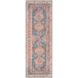Livabliss Colin-Washable Brown Grey Blue Traditionnal Vintage Boho Living Dining Rug 80 X 220 Cm Easy Care, Non Shedding - thumbnail 1