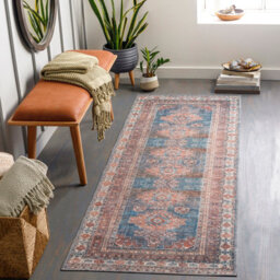 Livabliss Colin-Washable Brown Grey Blue Traditionnal Vintage Boho Living Dining Rug 80 X 220 Cm Easy Care, Non Shedding - thumbnail 2