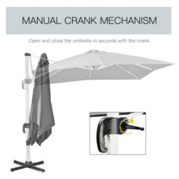 Outsunny 3 X 3(M) Cantilever Roma Parasol Garden Umbrella With Cross Base Grey - thumbnail 7