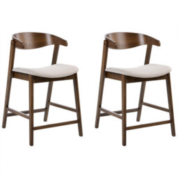 Beliani Set Of 2 Bar Chairs Lilly Brown/ Beige