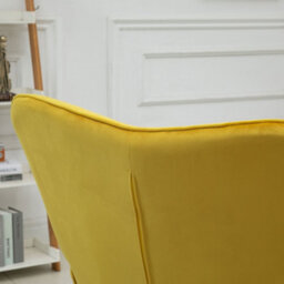 Homcom Upholstered Tufted Wingback Armchair With Seat Padding, Yellow - thumbnail 8