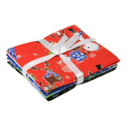 Snow Friends Themed Pack Of 5 Cotton Fat Quarters - Sewing Online Fe0102 - thumbnail 1