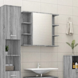 Vidaxl Bathroom Mirror Cabinet Grey Sonoma 80X20.5X64Cm Engineered Wood