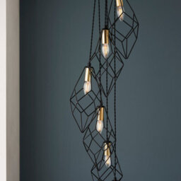 Luminosa Lighting Luminosa Jaxon Plate Pendant Ceiling Lamp, Matt Black, Gold Effect Plate - thumbnail 4
