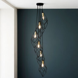 Luminosa Lighting Luminosa Jaxon Plate Pendant Ceiling Lamp, Matt Black, Gold Effect Plate - thumbnail 2