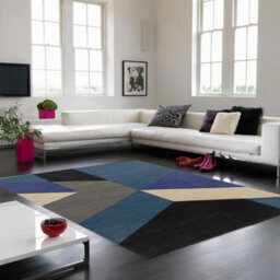 Blue Wool Handmade Luxurious Modern Abstract Geometric Rug For For Living Room And Bedroom-160Cm X 230Cm - thumbnail 1