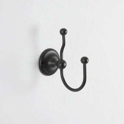Homestylestore Black Double Wall Mounted Bath Robe Or Towel Hook Holder - image 1