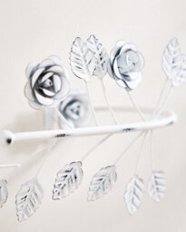 Dibor Set Of 2 White Cast Iron Curtain Hold Backs Vintage Style Floral Leaf Tie Backs Curtain Holder - thumbnail 2