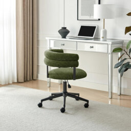 Furniturebox Uk Estelle Green Fabric Swivel Office Chair - thumbnail 1