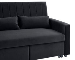 Home Detail Devon 3 Seater Storage Chaise Pull Out Fabric Black Velvet Sofa Bed - thumbnail 3