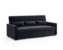 Home Detail Devon 3 Seater Storage Chaise Pull Out Fabric Black Velvet Sofa Bed - thumbnail 2