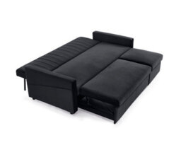 Home Detail Devon 3 Seater Storage Chaise Pull Out Fabric Black Velvet Sofa Bed - thumbnail 5