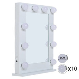 Living And Home Hollywood Rectangular Metal Tabletop Vanity Makeup Mirror With 10 Led Bulbs Dimmable - thumbnail 3