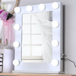 Living And Home Hollywood Rectangular Metal Tabletop Vanity Makeup Mirror With 10 Led Bulbs Dimmable - thumbnail 1