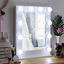 Living And Home Hollywood Rectangular Metal Tabletop Vanity Makeup Mirror With 10 Led Bulbs Dimmable - thumbnail 2