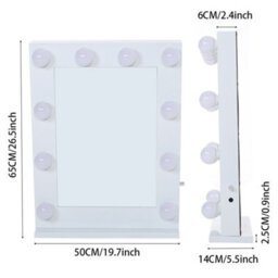 Living And Home Hollywood Rectangular Metal Tabletop Vanity Makeup Mirror With 10 Led Bulbs Dimmable - thumbnail 5