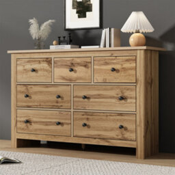 Modern Vintage Wood Storage Cabinet With 7 Drawers, Wood Colour - thumbnail 4