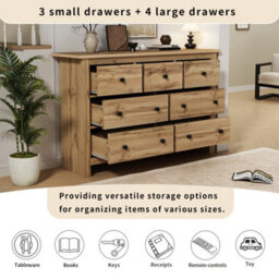 Modern Vintage Wood Storage Cabinet With 7 Drawers, Wood Colour - thumbnail 9