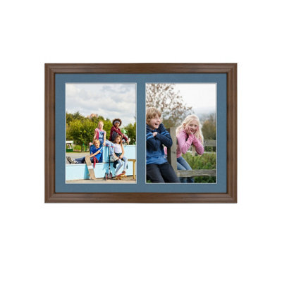 AK Frames 20X14 Walnut Classic Multi Photo Frame With Pompadour Mount - Holds 2 Apertures (2X) A4 Photos - image 1