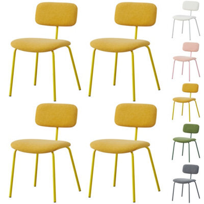 Mof Modern Upholstered Dining Chairs Set Of 4 Fabric Padded Seat With Metal Legs Yellow X4 - image 1