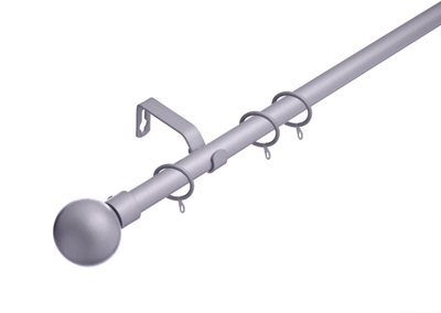 Lister Cartwright 19 mm Extendable Metal Curtain Poles - Satin Steel (Ball Finials, 120 - 210 Cm) - image 1