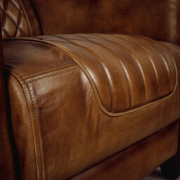 Elm Home And Products Real Genuine Leather Tub Aviator Wing Accent Arm Chair Brown Tan - thumbnail 8