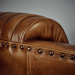 Elm Home And Products Real Genuine Leather Tub Aviator Wing Accent Arm Chair Brown Tan - thumbnail 5