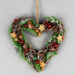 Shatchi 30Cm B/o Led Twig Hanging Heart Red/brown - thumbnail 1
