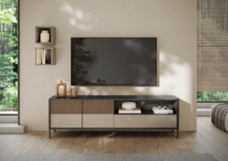 FurniComp LTD Furnicomp Venice 2 Door 1 Drawer Grey And Mercure Oak Large Tv Stand - thumbnail 3