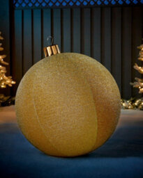 WeRChristmas Inflatable Tinsel Christmas Bauble, Gold, 66 Cm - thumbnail 2