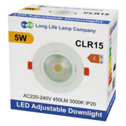 Long Life Lamps Company 5W Adjustable Round Led Recessed Ceiling Downlight 3000K Clr15 - thumbnail 9