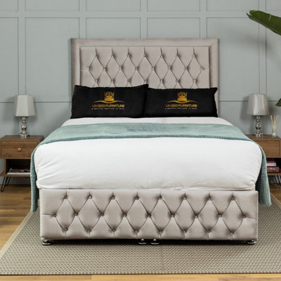 UKBEDFURNITURE Kingston Plush Silver End Opening Divan Ottoman Bed With 54 Inch Headboard - image 1