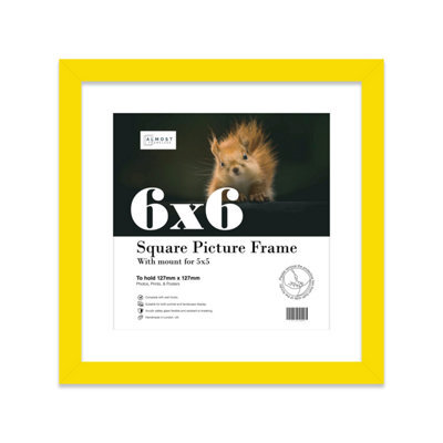 "6X6"" Yellow Picture Frame - 6X6"" Square Frame With 5X5"" Mount For 6X6""/5X5"" Pictures Classic Style Frame For Home Décor, 1 Pack" - image 1