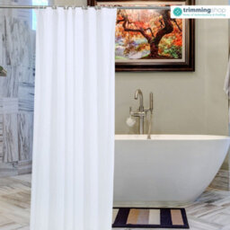 Neel Blue Shower Curtain With Hooks, Water-Resistant Vinyl Fabric, 180Cm X 180Cm White - thumbnail 6