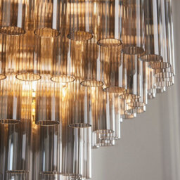 Luminosa Lighting Luminosa Toulouse Pendant Ceiling Light Satin Brass Plate, Smokey Grey Lustre Glass, 12X G9 - thumbnail 4
