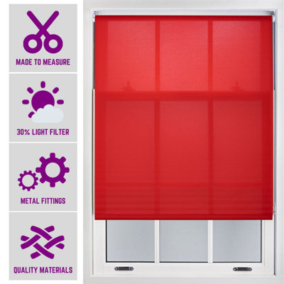 Furnished Made To Measure Day Light Roller Blinds With Metal Fittings - Red Blind For Home And Office (W)180Cm (L)210Cm