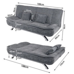 Oversized Fabric 3 Seater Recliner Sofabed Couch Settee Sofa Bed Double Sleeper - thumbnail 2